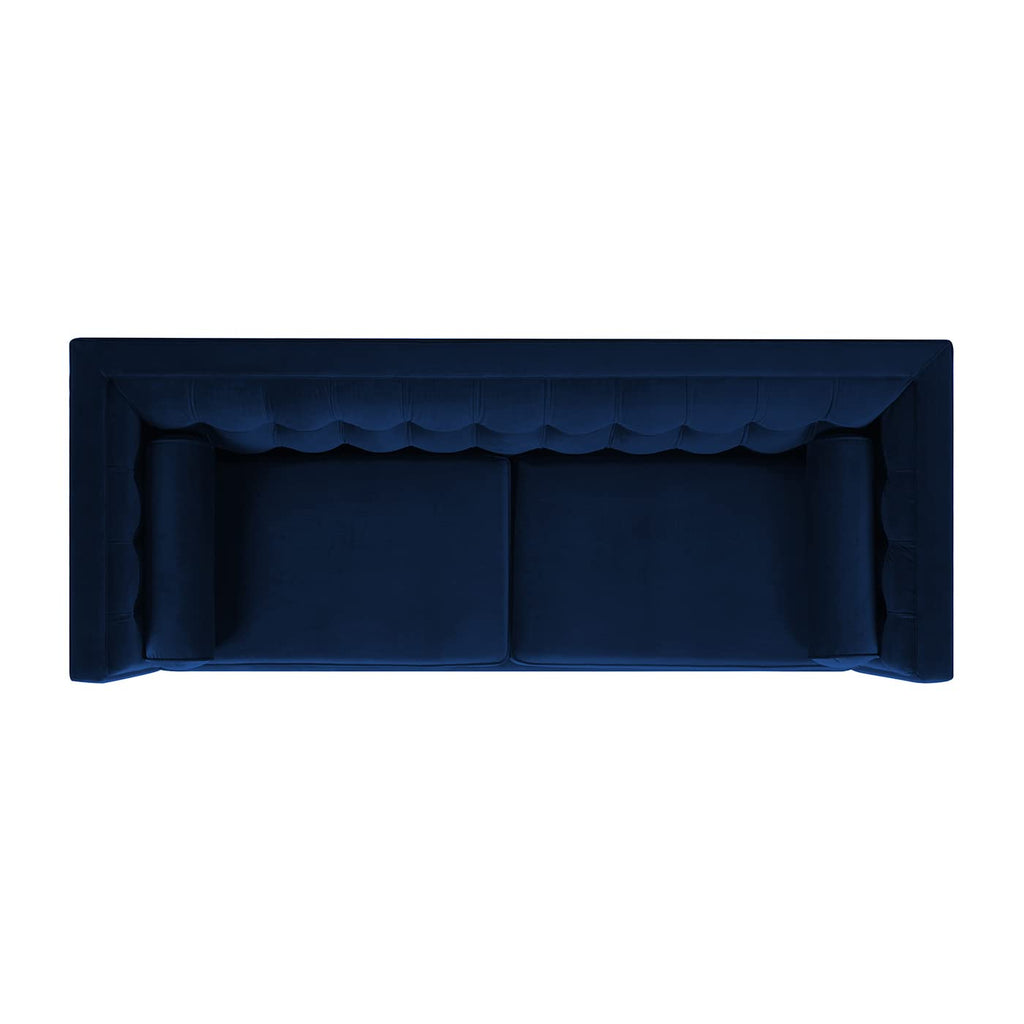 Navy Blue Velvet Tufted Sofa I3522