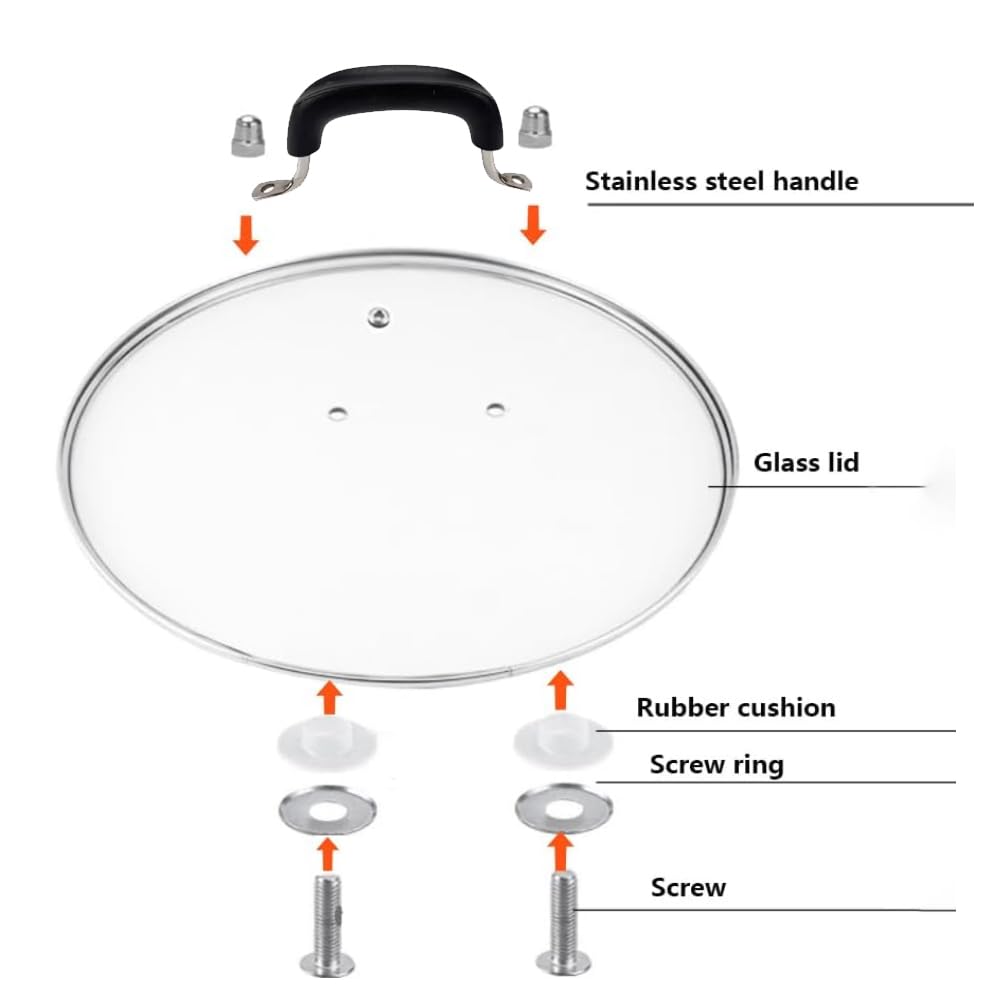 10.25 Inch Tempered Glass Lid with Stainless Steel Handle and Rim K45282