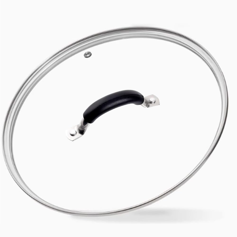 10.25 Inch Tempered Glass Lid with Stainless Steel Handle and Rim K45282