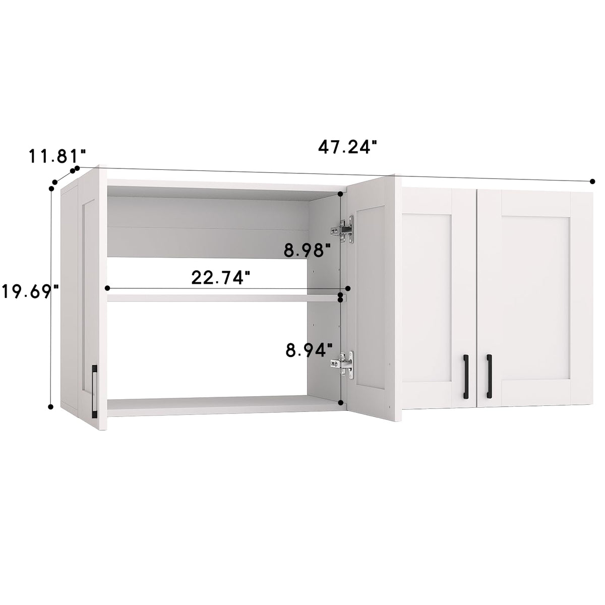 White Laundry Room Cabinets and Storage with 4 Doors and Adjustable Shelf Z702291