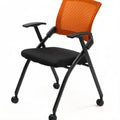 Black Stackable Folding Office Chair with Wheels N7334