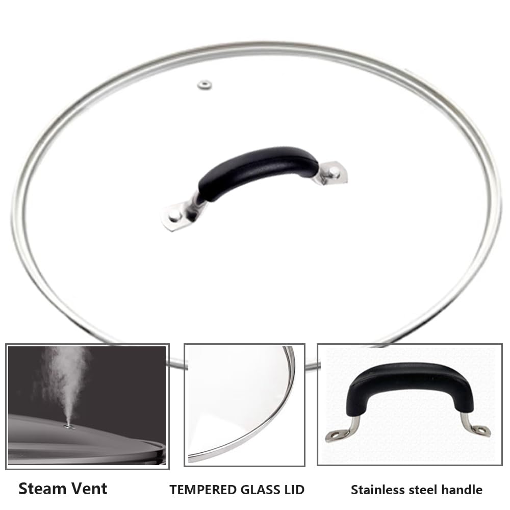 10.25 Inch Tempered Glass Lid with Stainless Steel Handle and Rim K45282