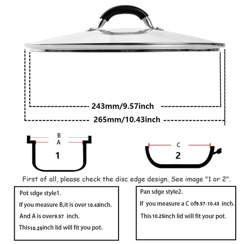 10.25 Inch Tempered Glass Lid with Stainless Steel Handle and Rim K45282