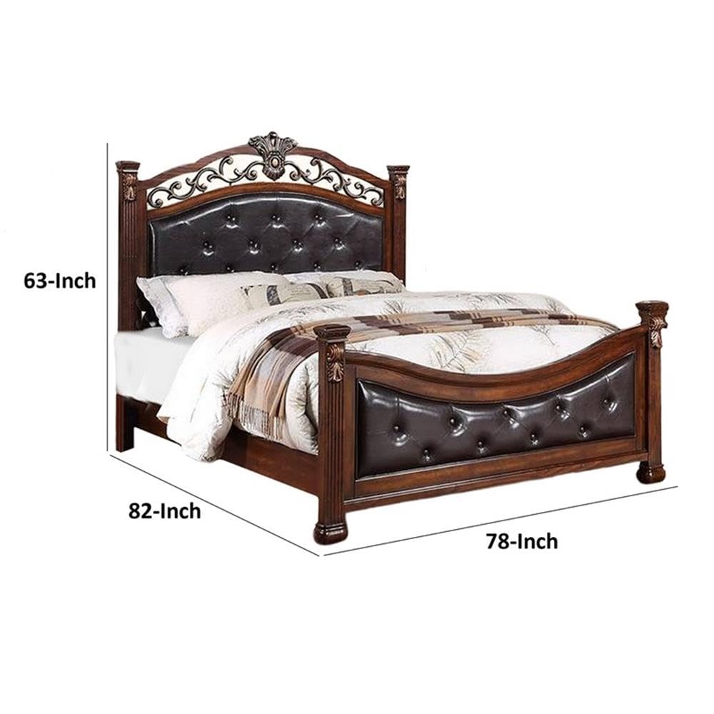 King Bed Tufted Faux Leather Headboard and Footboard T608022