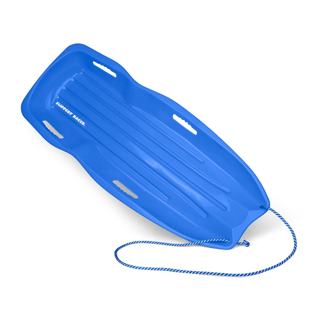 Kids Plastic Snow Sled with Pull Rope and Handles, Blue J484