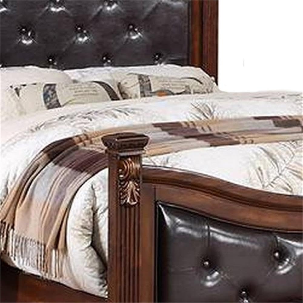 King Bed Tufted Faux Leather Headboard and Footboard T608022