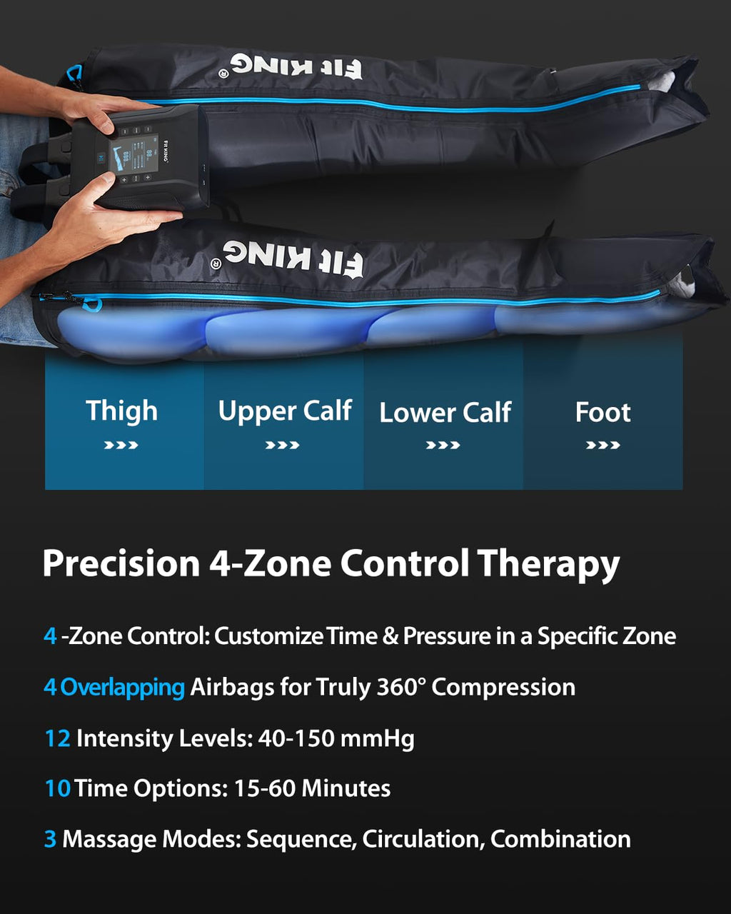 Cordless Rechargeable Air Compression Leg Massager Boots G752