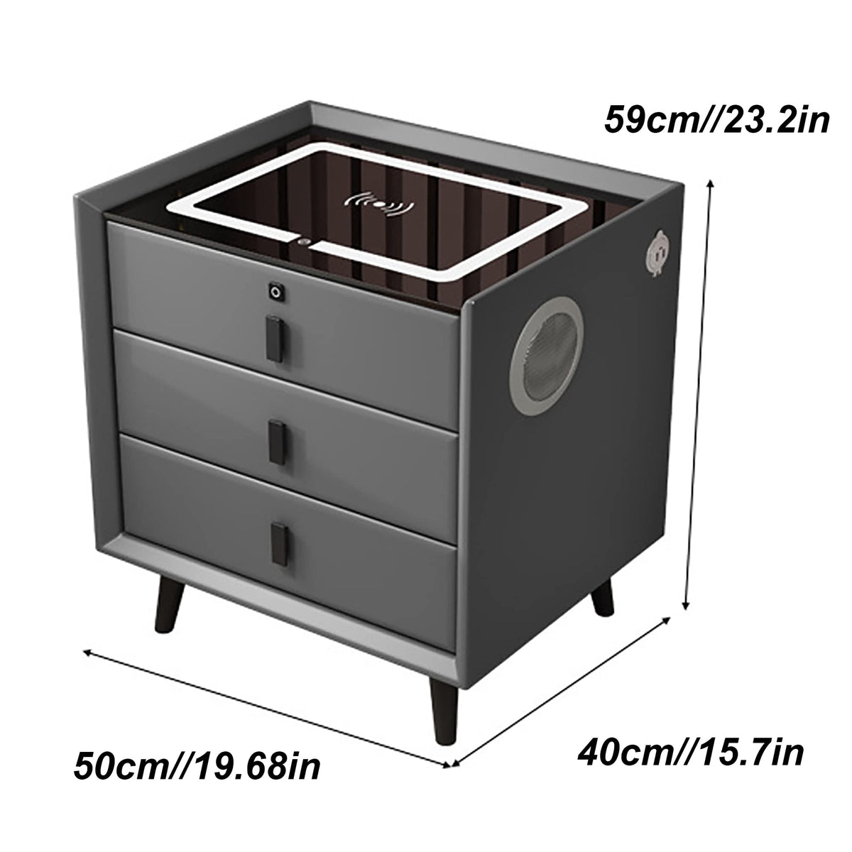 Pink 3 Drawer Nightstand with Wireless Charging Station C27993