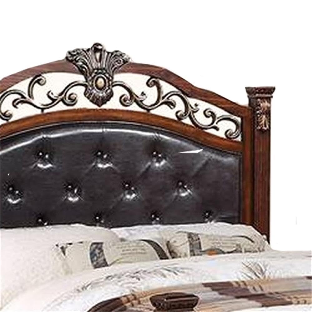 King Bed Tufted Faux Leather Headboard and Footboard T608022