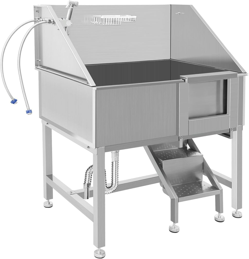 38" Stainless Steel Dog Grooming Tub with Ramp V935207