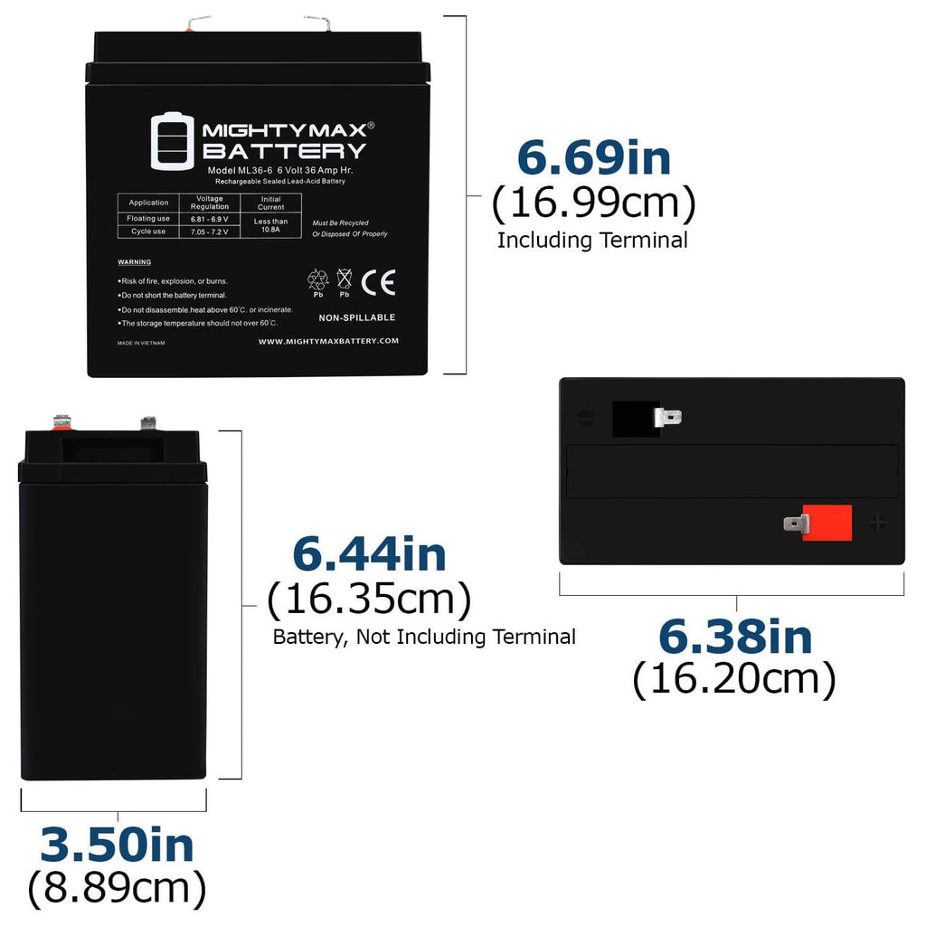 6V 36Ah AGM F2 Terminal Battery 4 Pack K8089