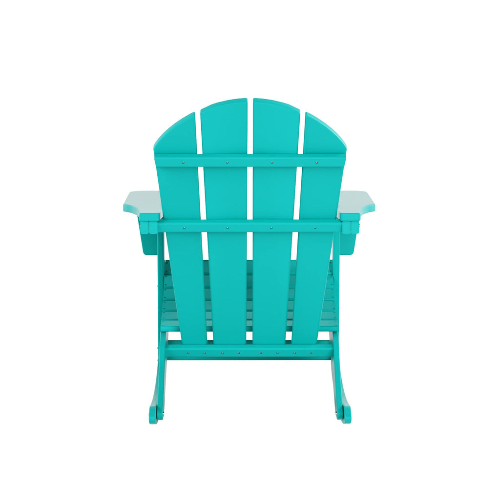 HDPE Turquoise Poly Adirondack Rocking Chair 3-Piece Set with Side Table J947