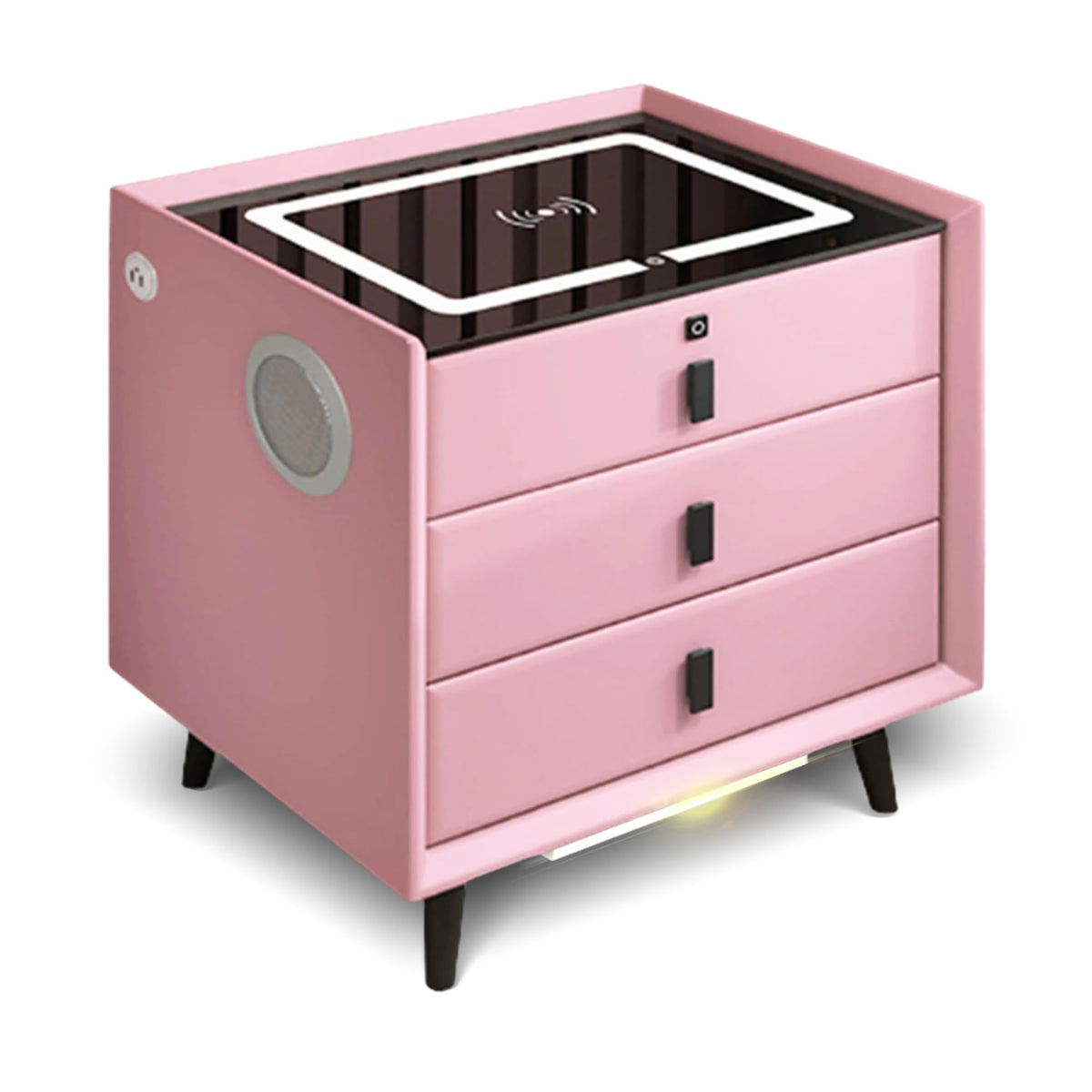 Pink 3 Drawer Nightstand with Wireless Charging Station C27993