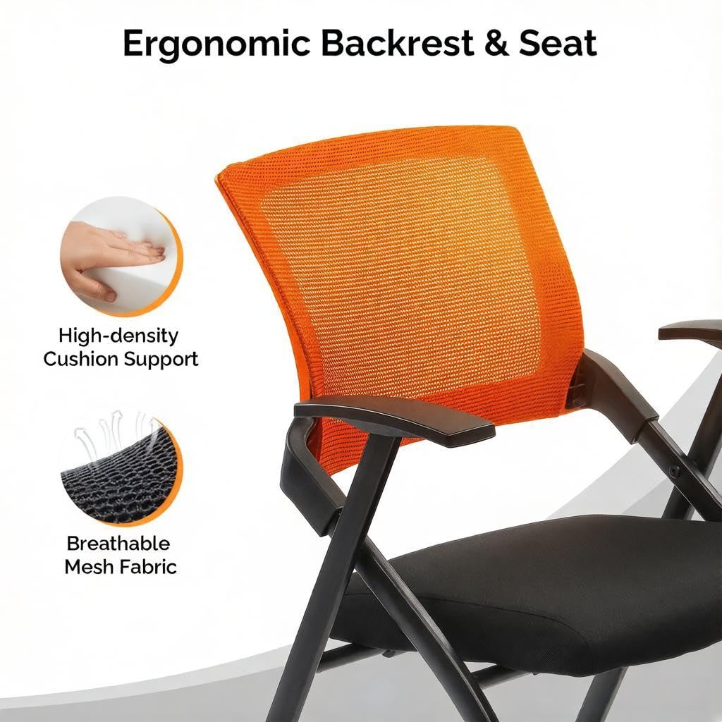 Black Stackable Folding Office Chair with Wheels N7334