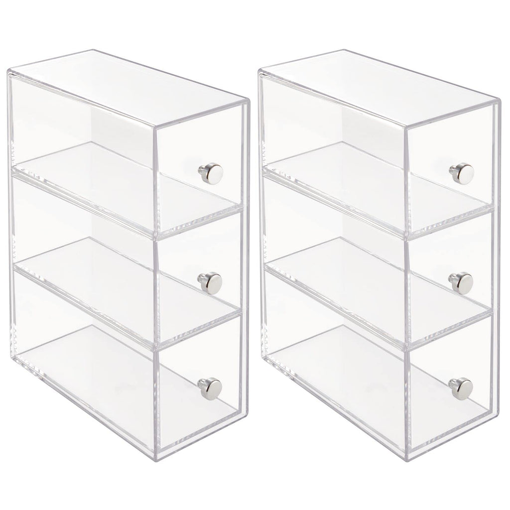 Clear 3 Drawer Plastic Stackable Desktop Organizer, 2 Pack T6517