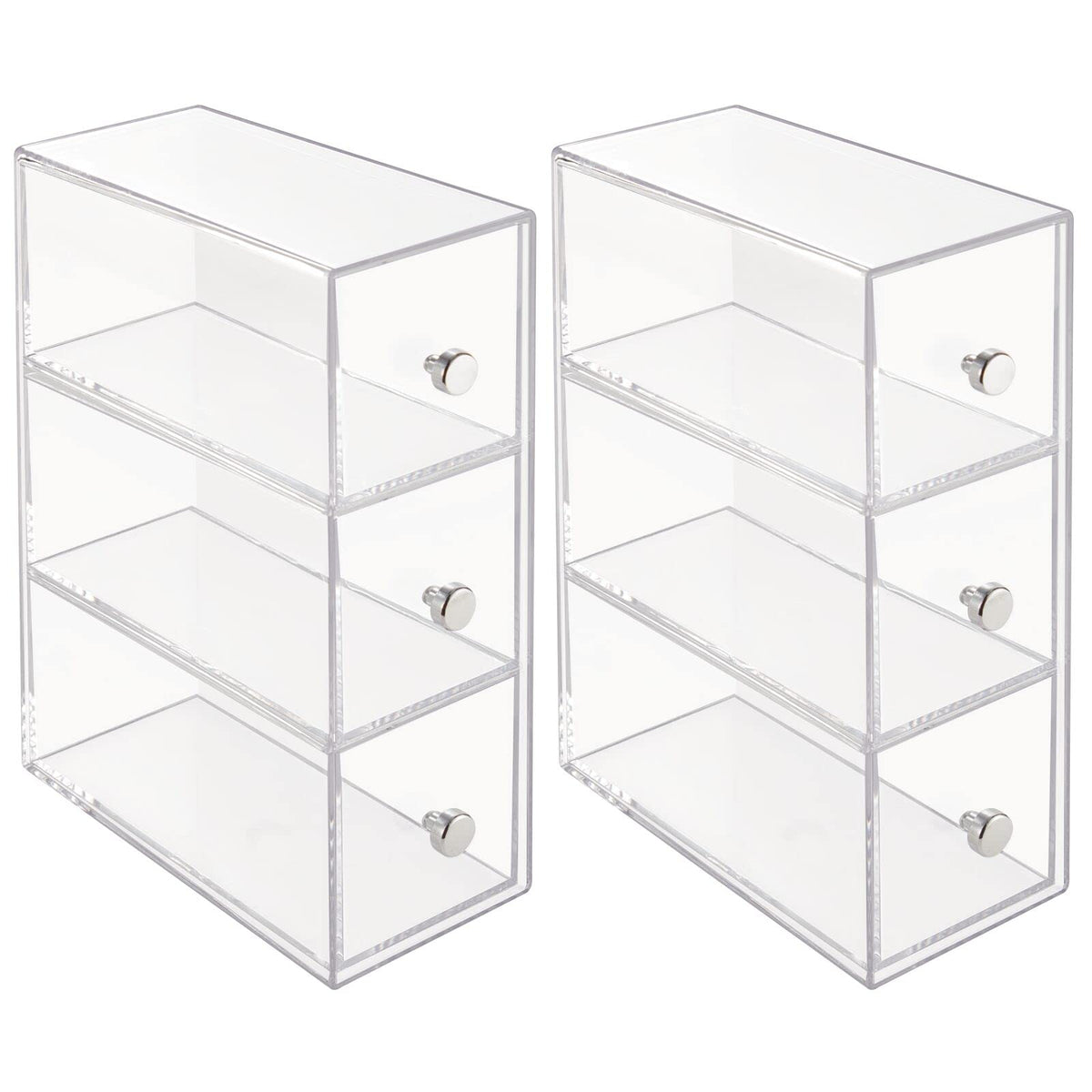 Clear 3 Drawer Plastic Stackable Desktop Organizer, 2 Pack T6517