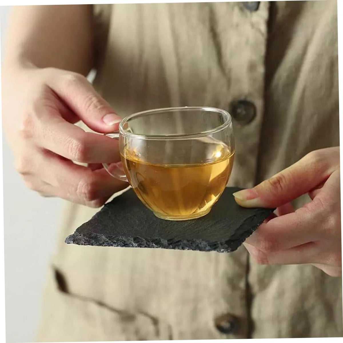 Black 12pcs Natural Stone Coasters S5807