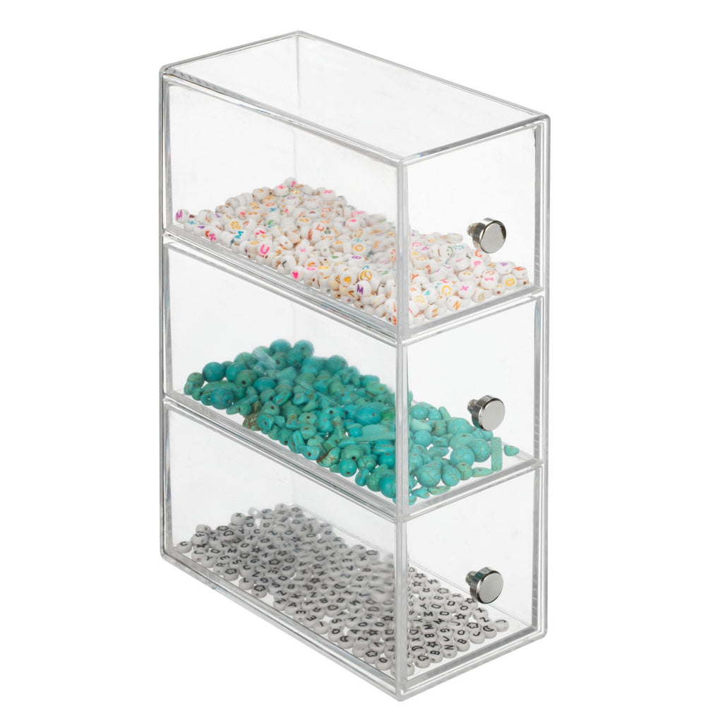 Clear 3 Drawer Plastic Stackable Desktop Organizer, 2 Pack T6517