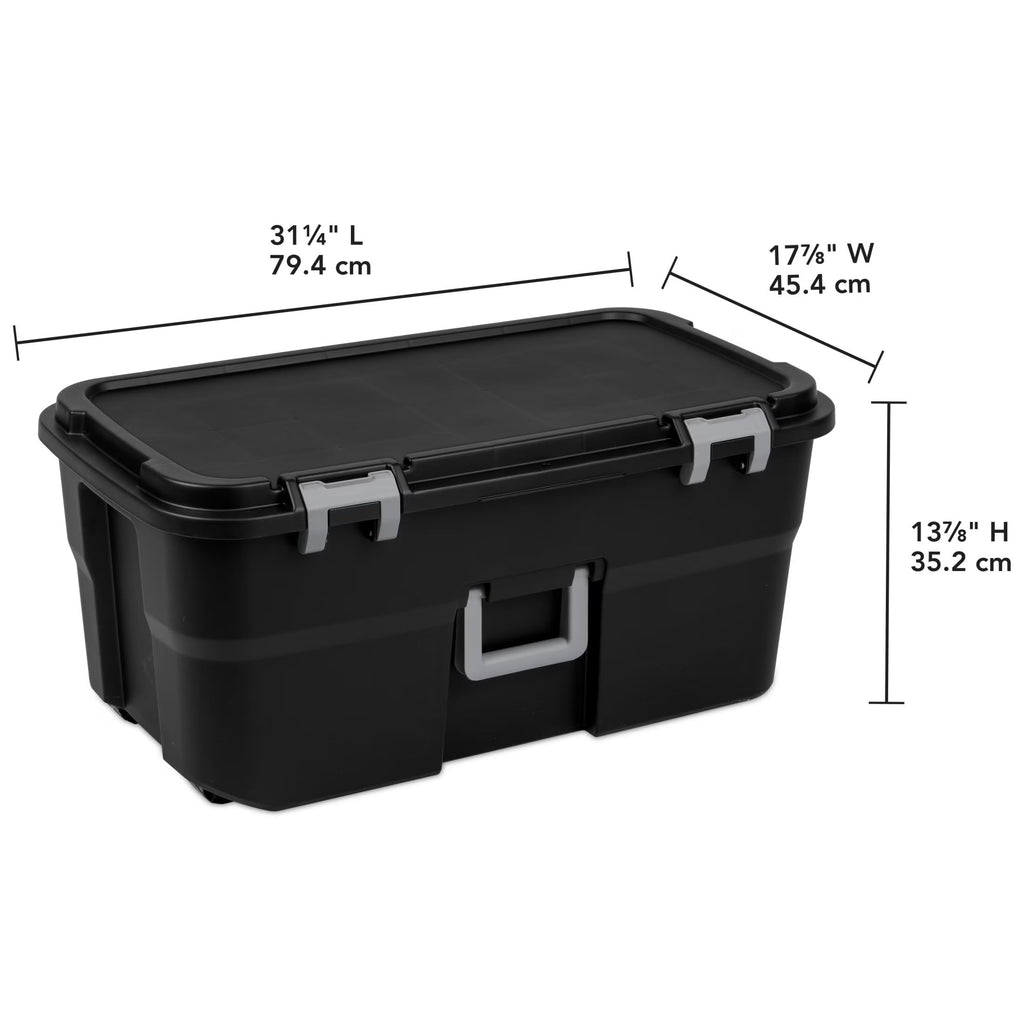 22 Gallon Black Wheeled Plastic Storage Trunk B964970