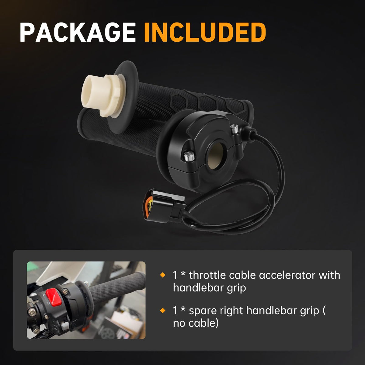 Electric Throttle Handle Assembly with Cable and Spare Right Handlebar Grip E4063