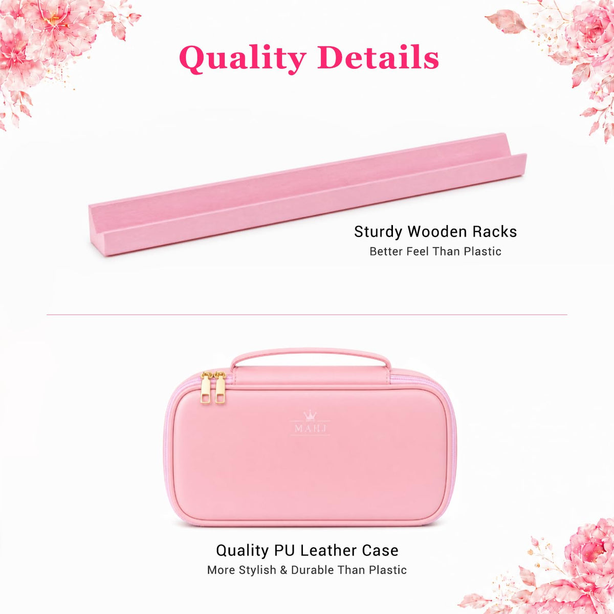 Pink Mini Travel Mahjong Tile Set with Racks and Bag R33629