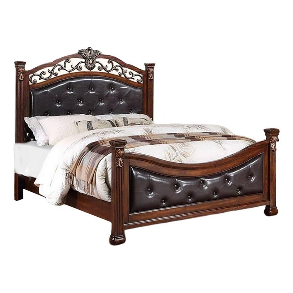 King Bed Tufted Faux Leather Headboard and Footboard T608022