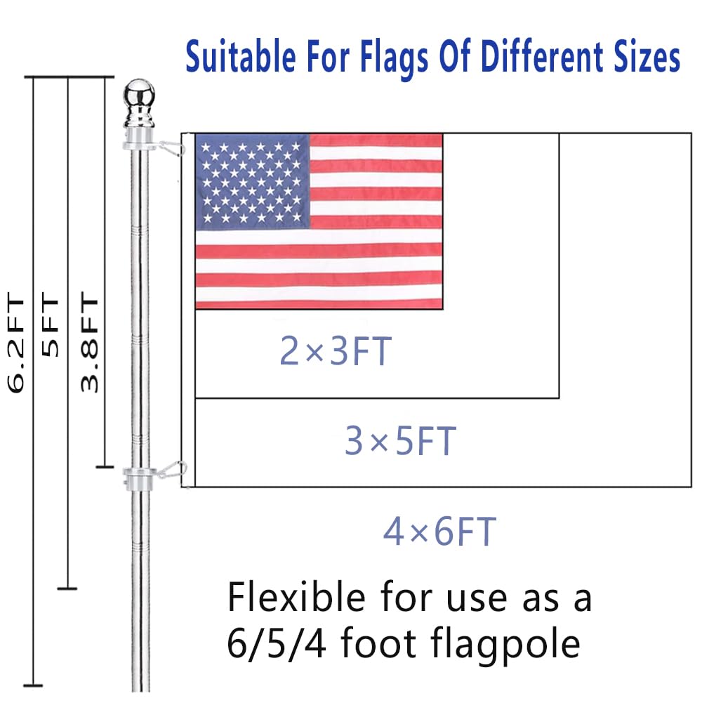 2 Pack 6 ft 1 inch Flag Poles J775