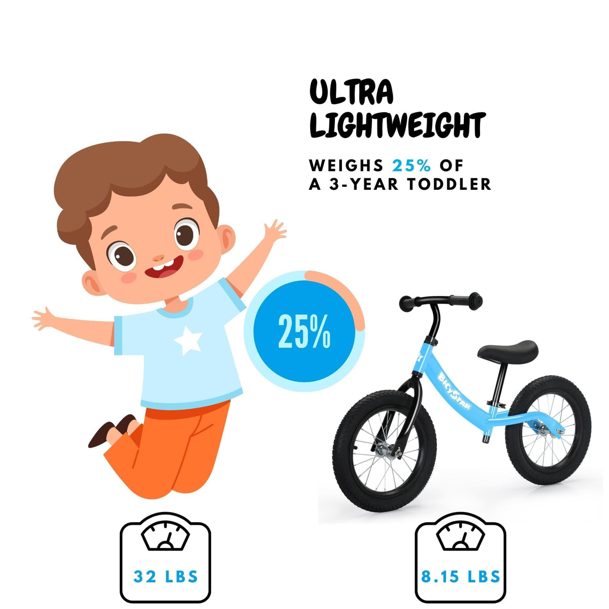 14 Inch Balance Bike with Rubber Air Tires B202