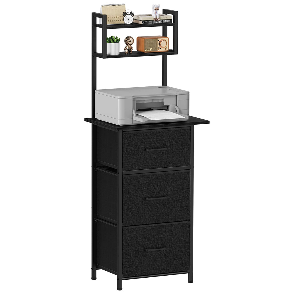 3 Drawer Tall File Cabinet with Extended Desktop, Black G8854