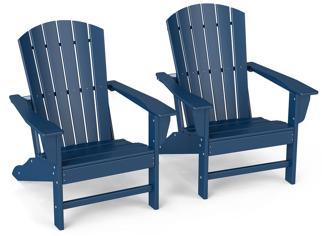 Oversized Adirondack Chairs Set of 2 HDPE All Weather Blue I67659