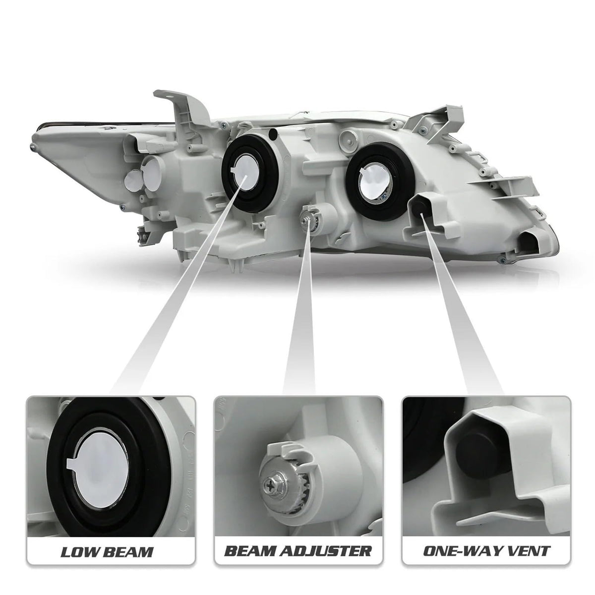 Toyota Camry Front Bumper Headlight Black Housing 1 Pair Z41195