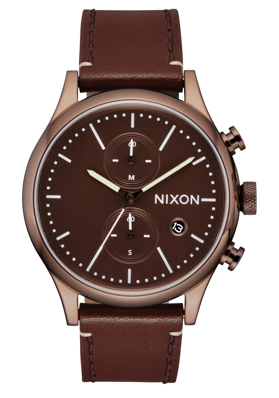 Chocolate Brown Leather Chrono Watch R711
