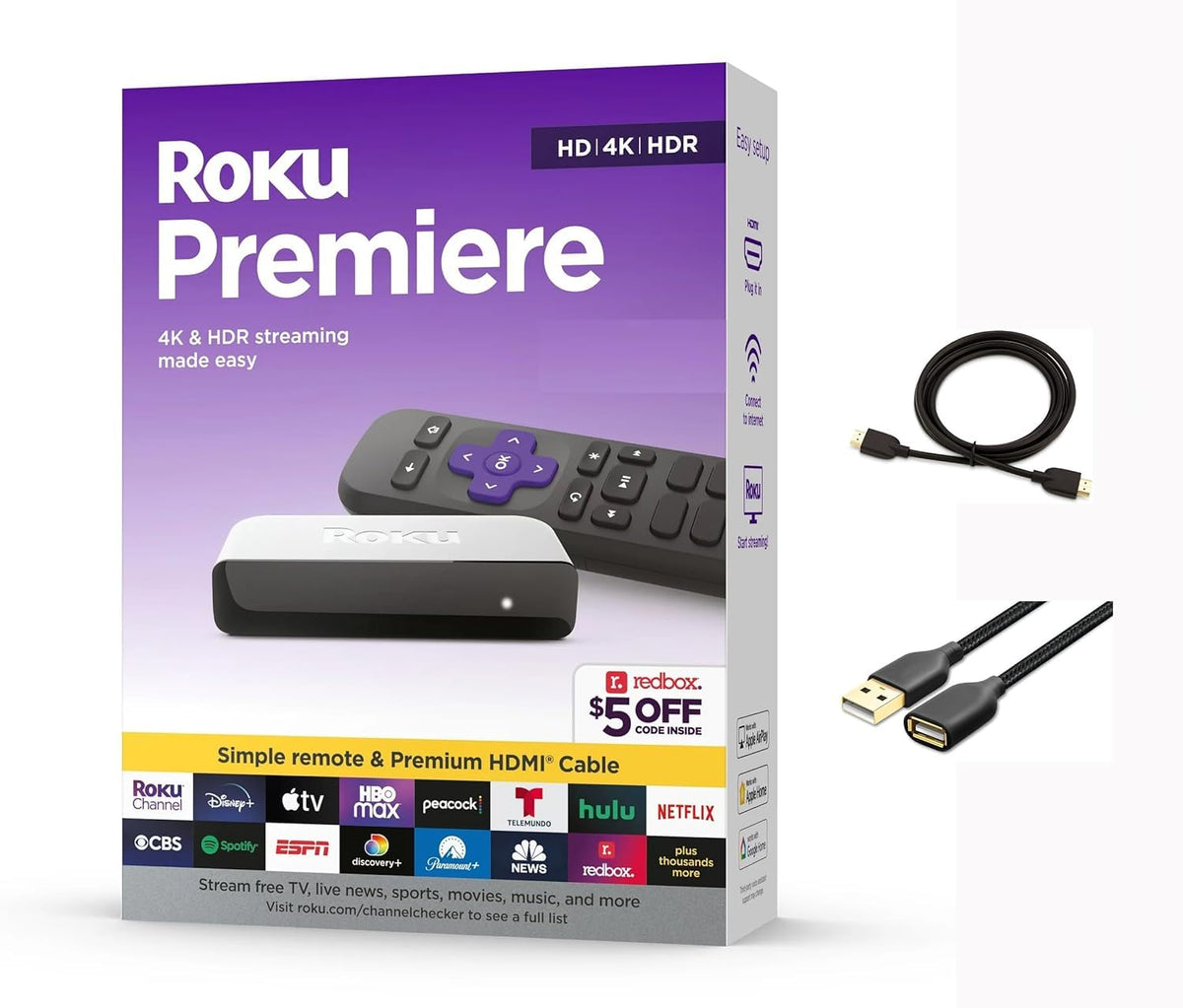 4K HDR Streaming Media Player with HDMI Cable D990