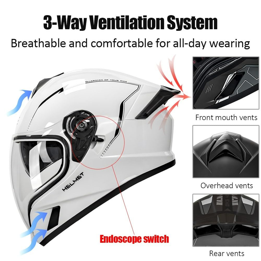 Bluetooth Full Face Modular Motorcycle Helmet DOT Approved with Sun Visor I46458