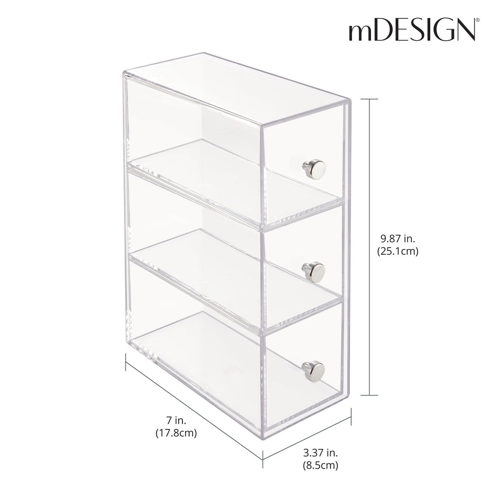 Clear 3 Drawer Plastic Stackable Desktop Organizer, 2 Pack T6517