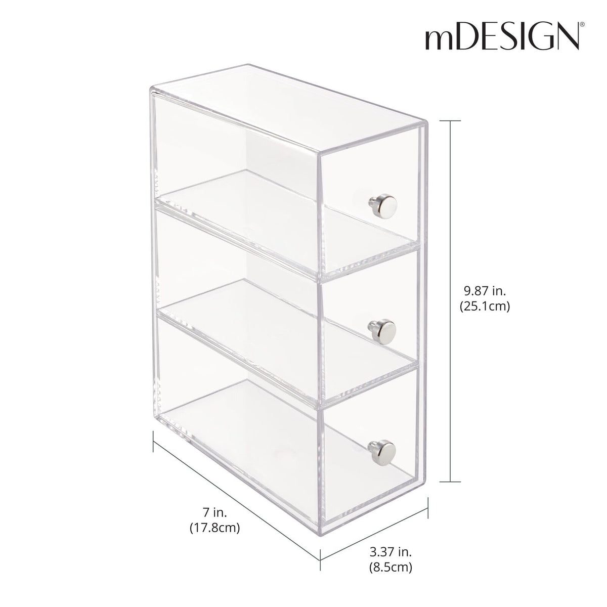 Clear 3 Drawer Plastic Stackable Desktop Organizer, 2 Pack T6517