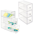 Clear 3 Drawer Plastic Stackable Desktop Organizer, 2 Pack T6517