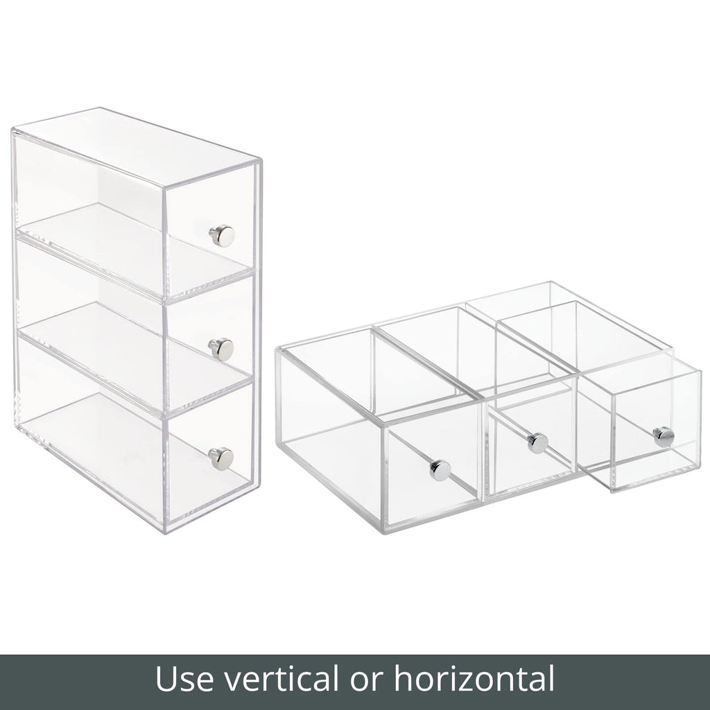Clear 3 Drawer Plastic Stackable Desktop Organizer, 2 Pack T6517
