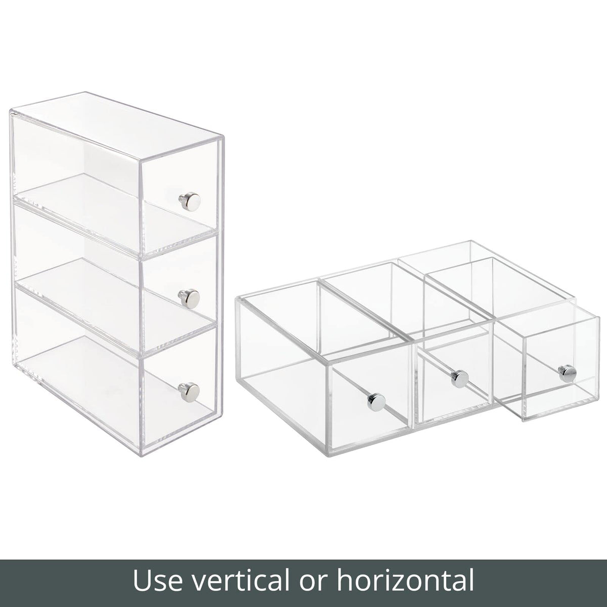 Clear 3 Drawer Plastic Stackable Desktop Organizer, 2 Pack T6517