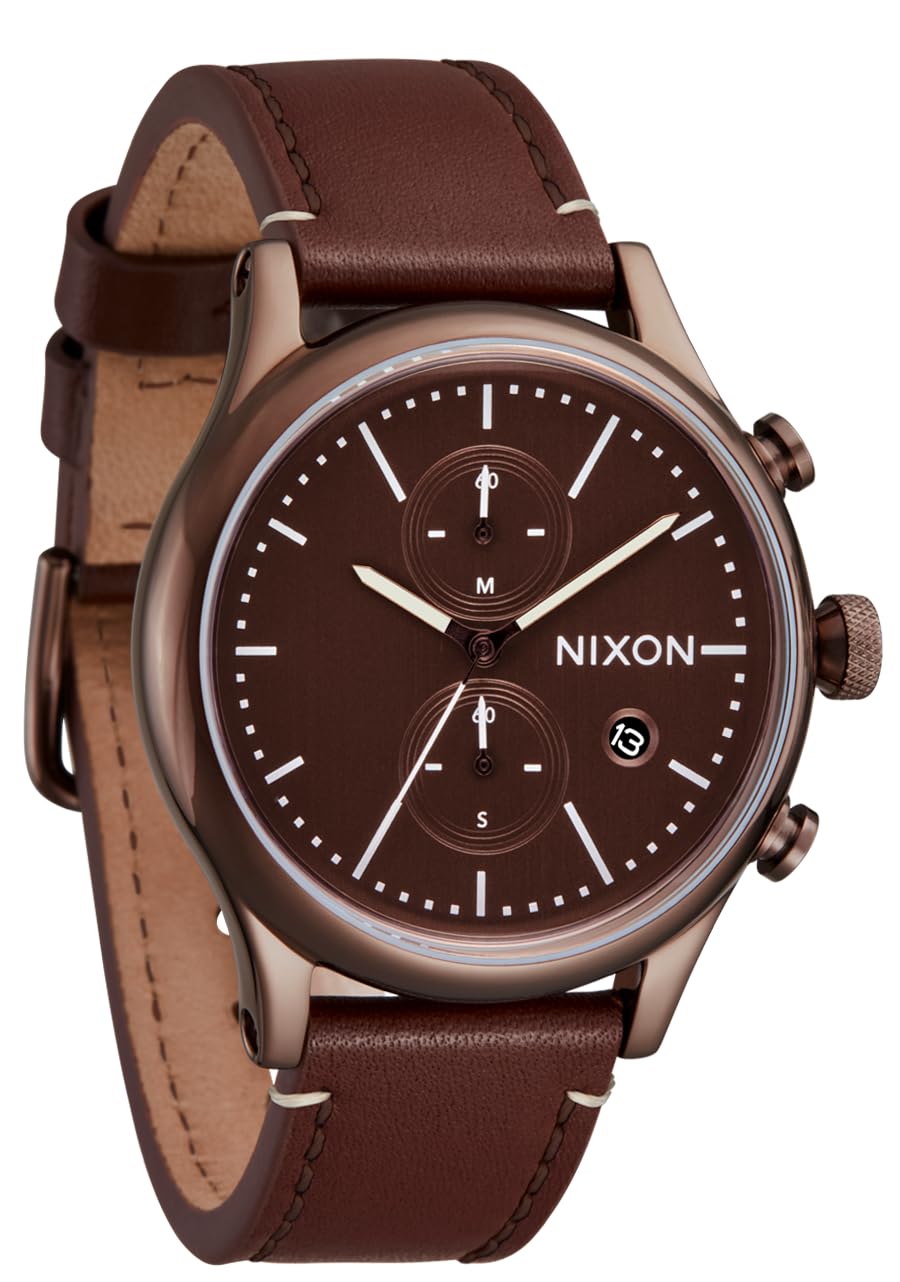 Chocolate Brown Leather Chrono Watch R711