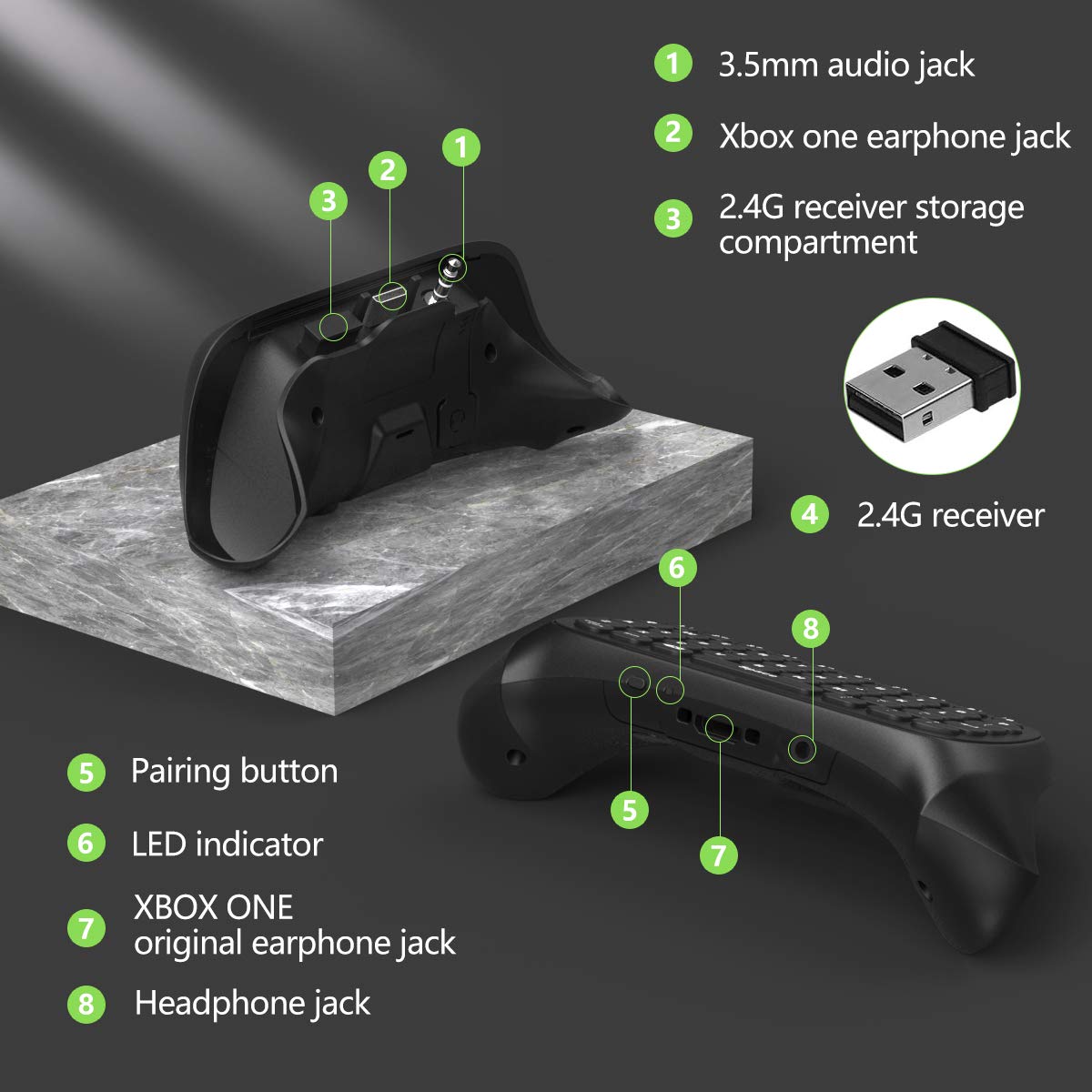 Green Backlight Keyboard for Xbox Gaming Controller C927