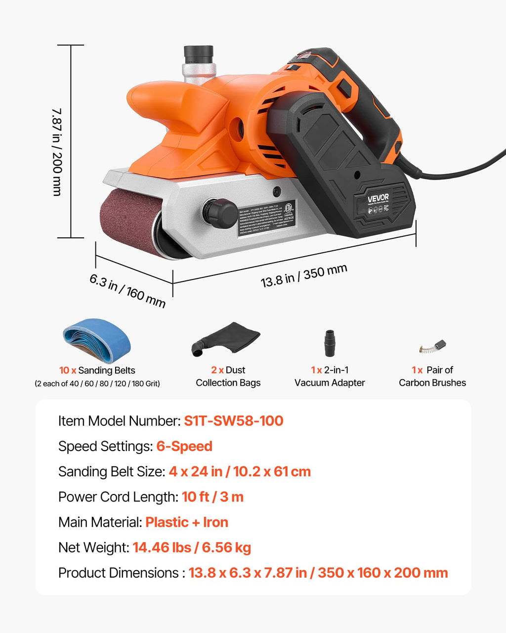 11.5A 4" x 24" Variable Speed Belt Sander O3366