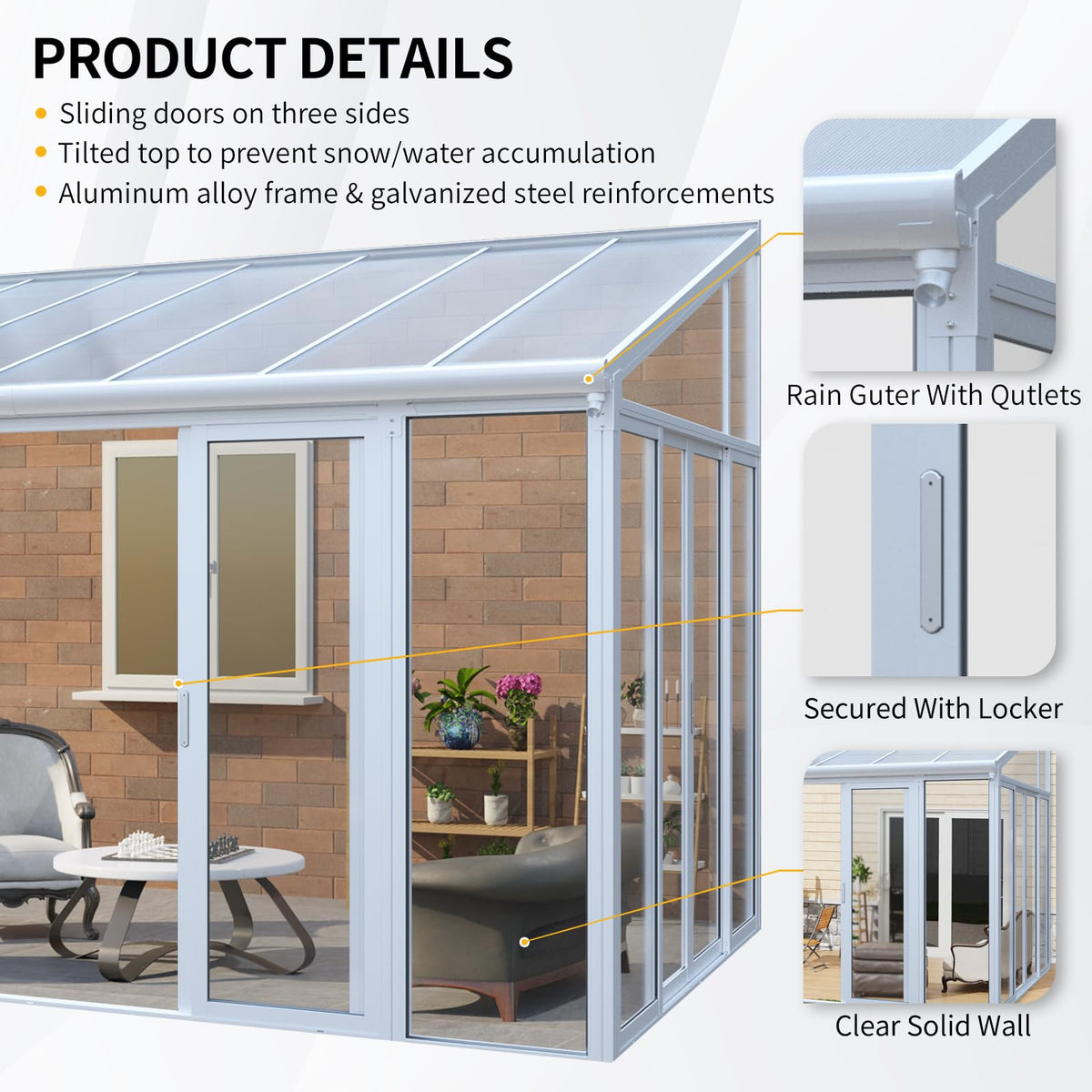 10x14 FT Wall Mounted Sunroom Kit W12416