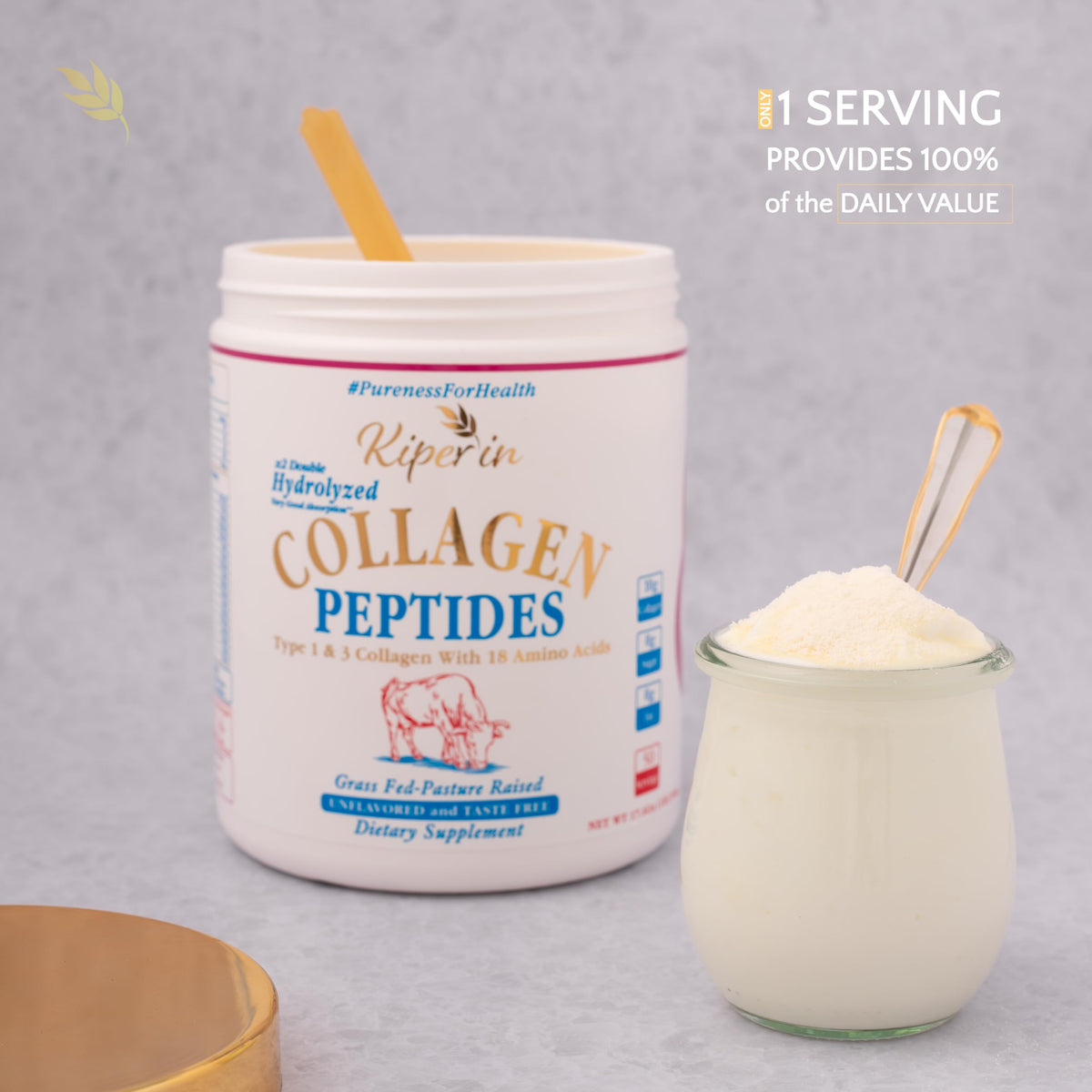 Hydrolyzed Collagen Peptides Type I & III Unflavored 50 Servings E564330