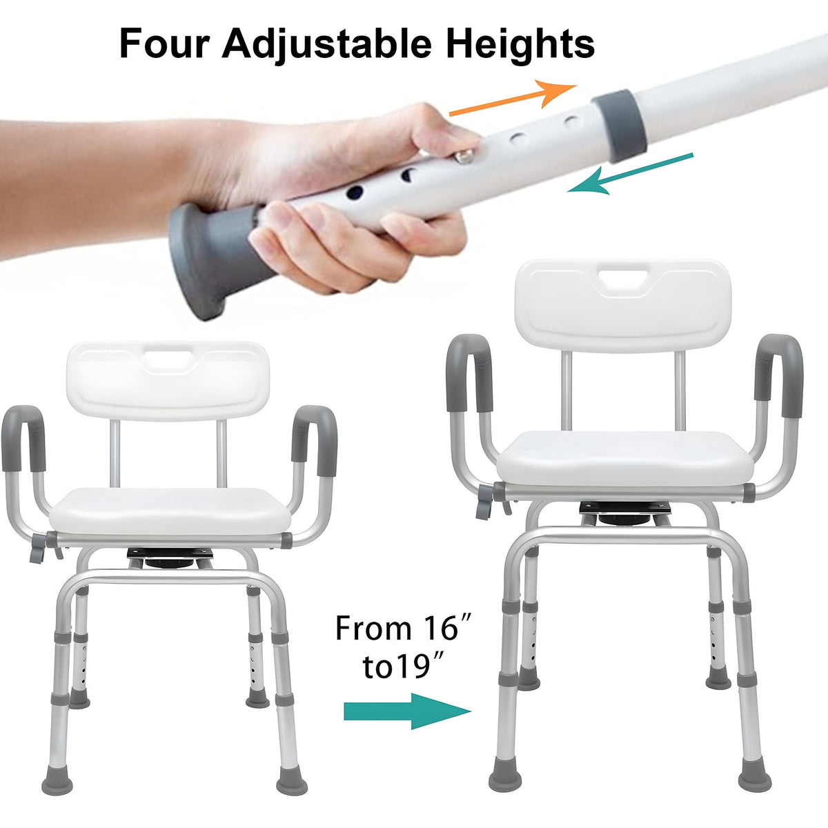 Swivel Shower Chair with Arms & Backrest U4629