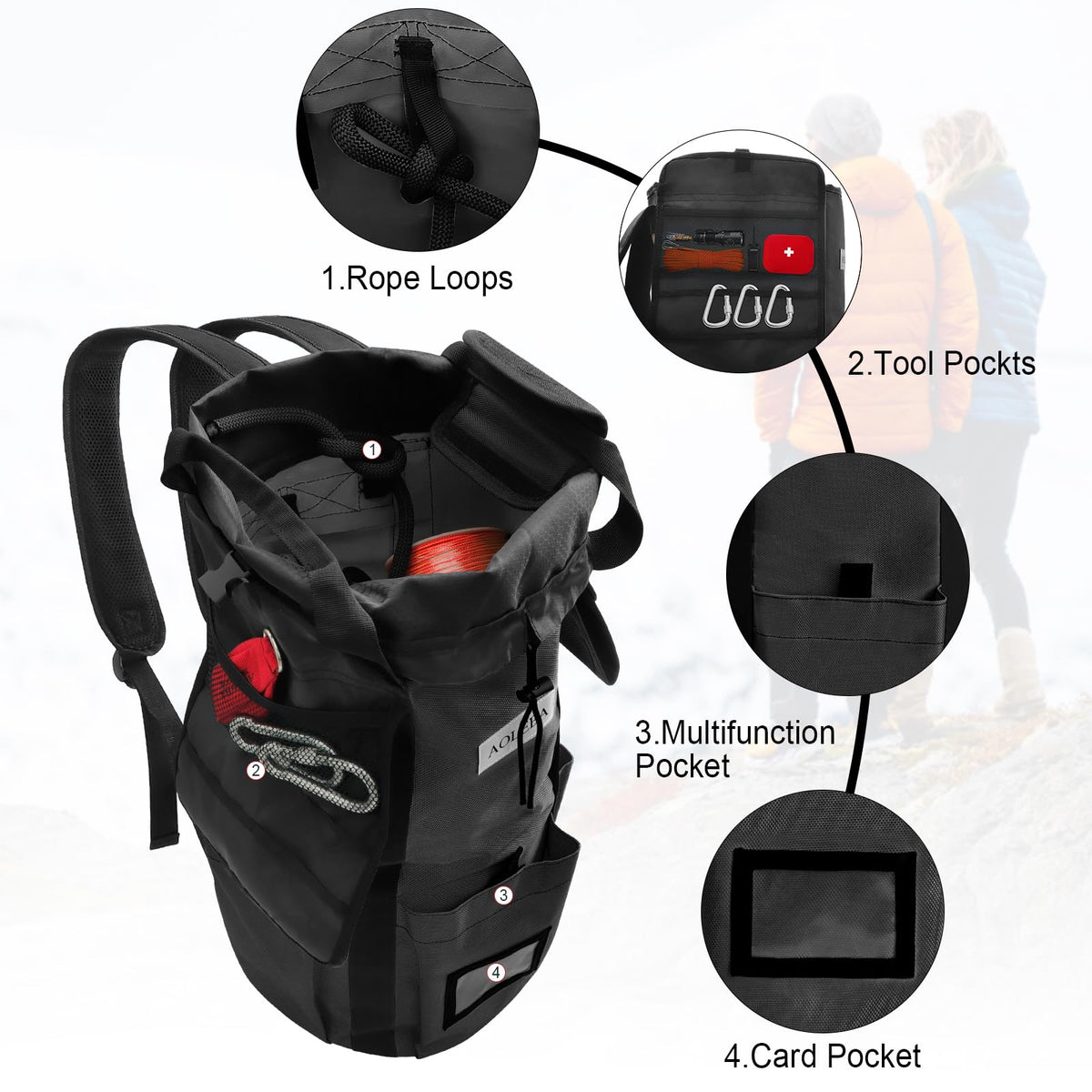 Arborist Rope Storage Bag Large Capacity 1680D Thicken Nylon with Hand Straps X86651
