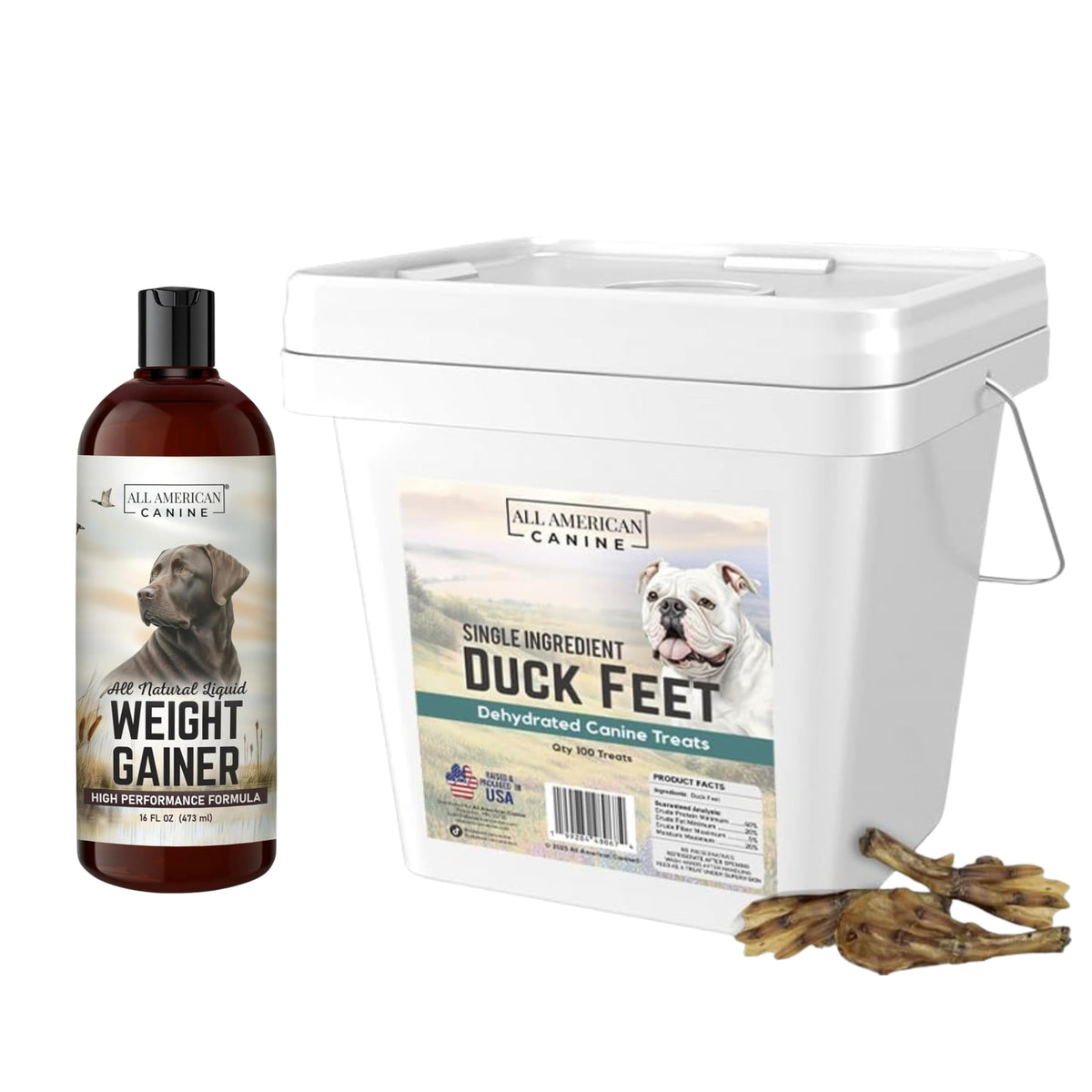 Dog Weight Gainer Liquid & Duck Feet Bundle Q864