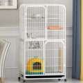 3-Tier Metal Wire Cat Cage with Hammock and Casters H667603