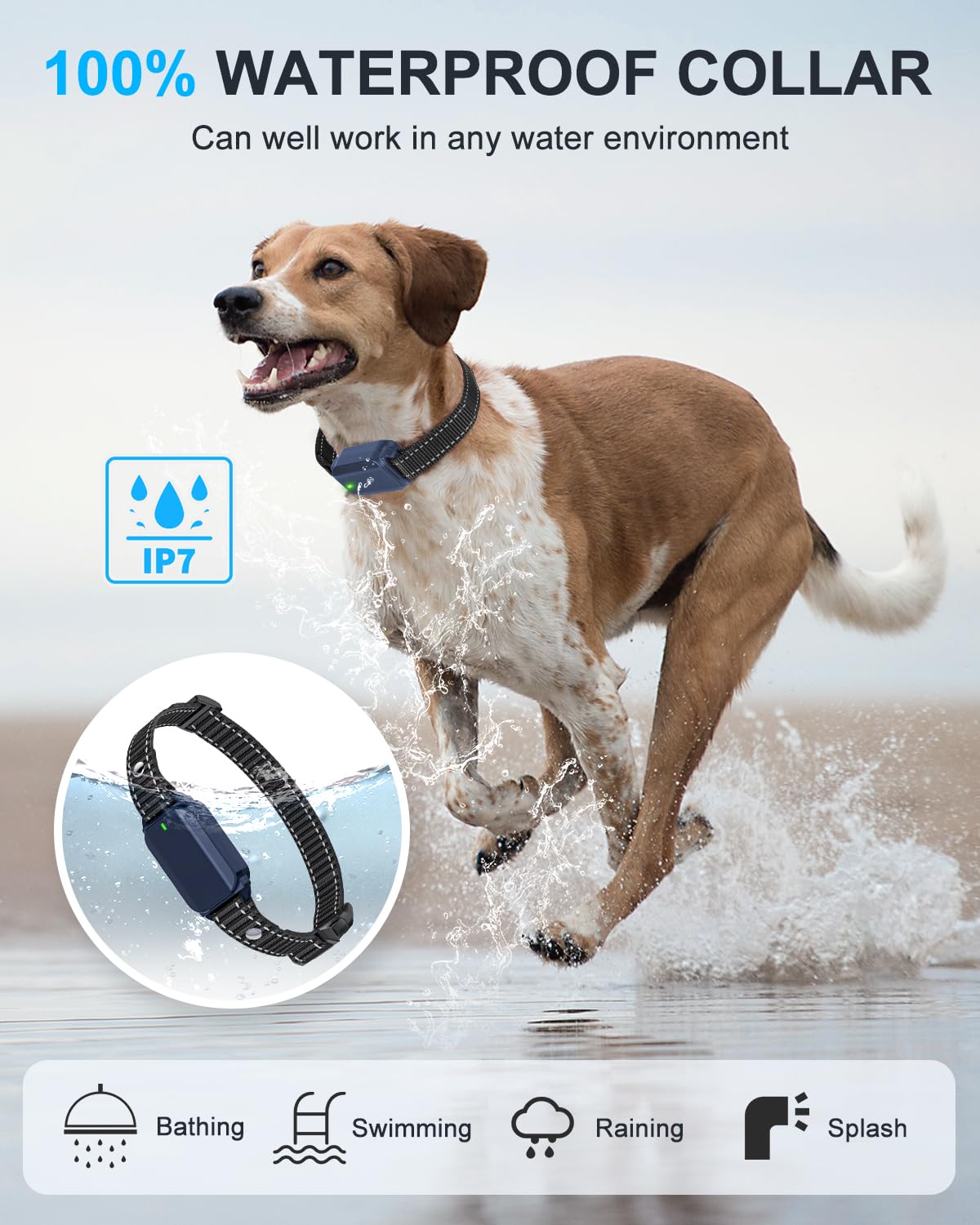 No Shock Dog Training Collar with Remote Waterproof Rechargeable L82534