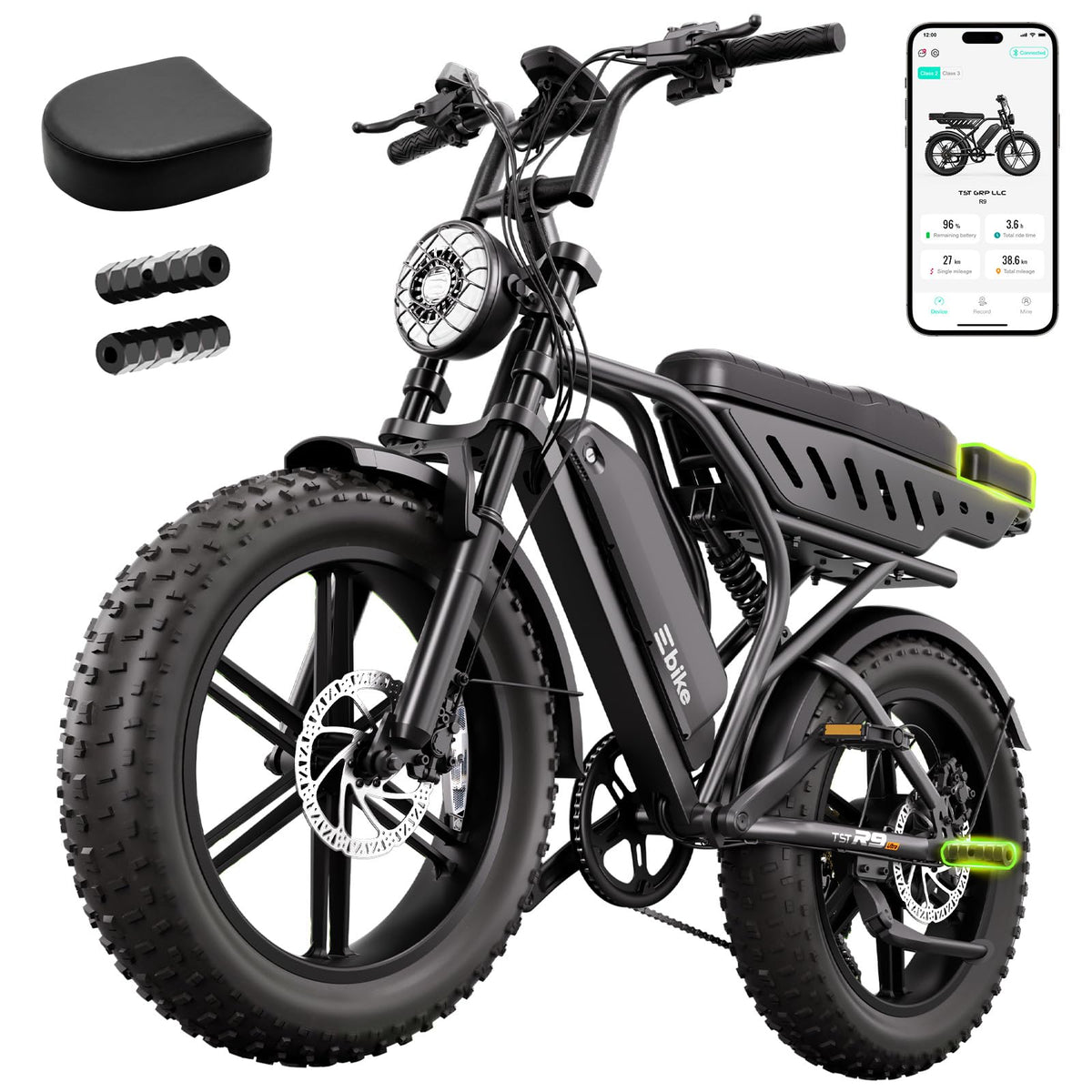 Electric Bike 48V 15Ah Battery 1500W Peak Motor 20 * 4.0 Fat Tire L416